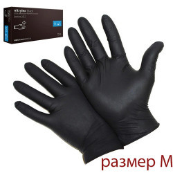 Упаковка перчаток Nitrylex Mercator M (черные 50 пар)