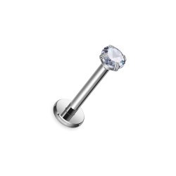 Титановый лабрет с внутренней резьбой и цирконом ASTM F136, 1.2×8 мм, камень 2 мм